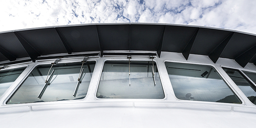 Low angle view of the windshield on a ferry, Bowen Island, British Columbia, Canada