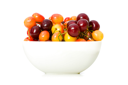 Cherries isolated on the white background