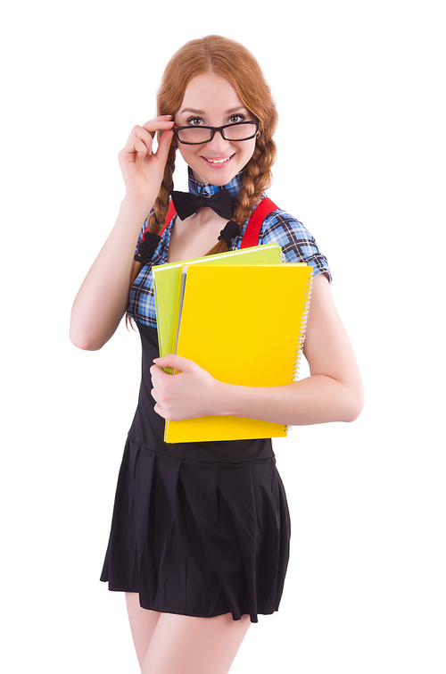 Young student isolated on the white