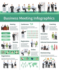 Business Meeting Infographic Set.Business Meeting  Information. Business Conference Flat Set. Business Meeting Vector Illustration.