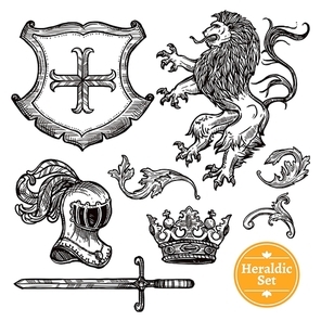 Heraldic mythical animals icons