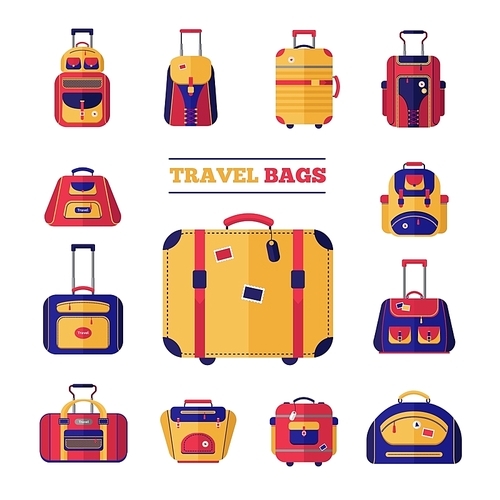 Flat design style modern icons set of luggage travel bags set vector illustration