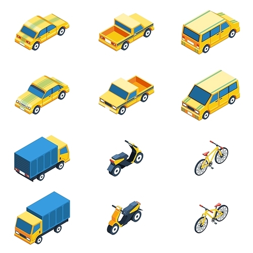 Transport Isometric Set. Transport Vector Illustration. Transport Isolated Elements.Transport Icons Set. Transport Means Collection.