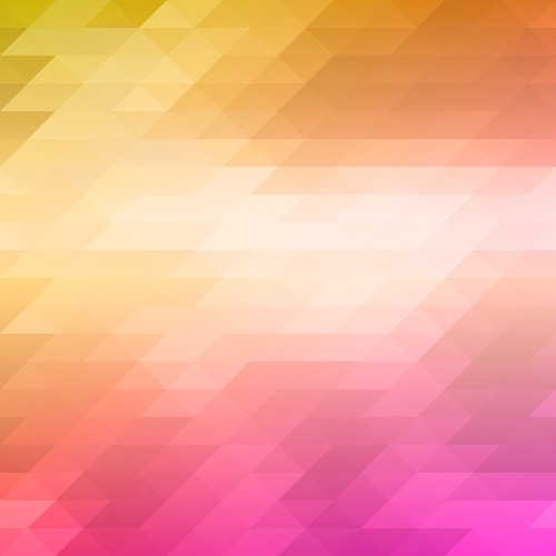 Abstract mosaic background of colored triangles in pink and yellow shades. Vector illustration.