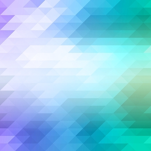 Abstract mosaic background of colored triangles in blue and green shades. Vector illustration.
