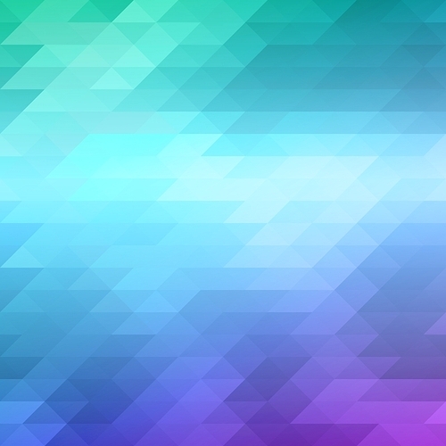 Abstract mosaic background of colored triangles in blue and green shades. Vector illustration.