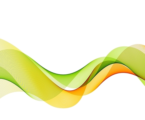 Colorful vector wavy lines. Abstract background. Green and orange wave.