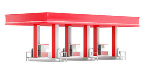 modern gas station isolated on white. 3d illustration