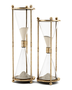 two vintage hourglasses isolated on white. 3d illustration