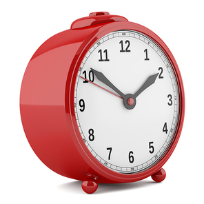 red alarm clock isolated on white. 3d illustration