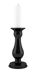 black candlestick with candle isolated on white. 3d illustration