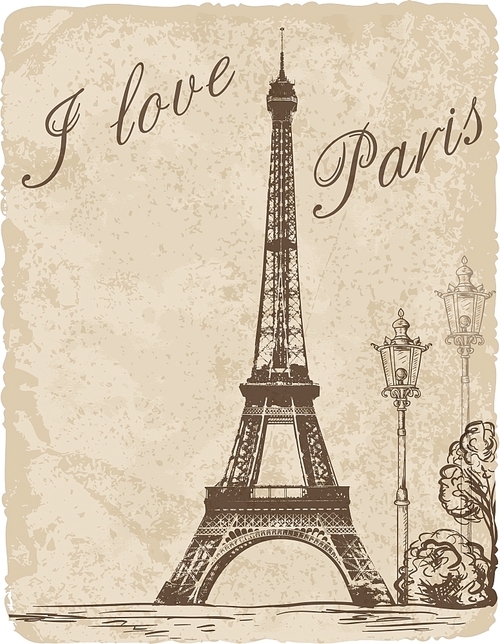 Vintage background with Eiffel Tower. Vector illustration.