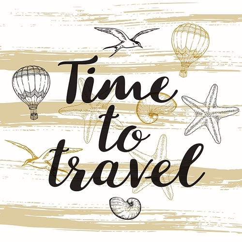 Abstract travel background with lettering Time to travel