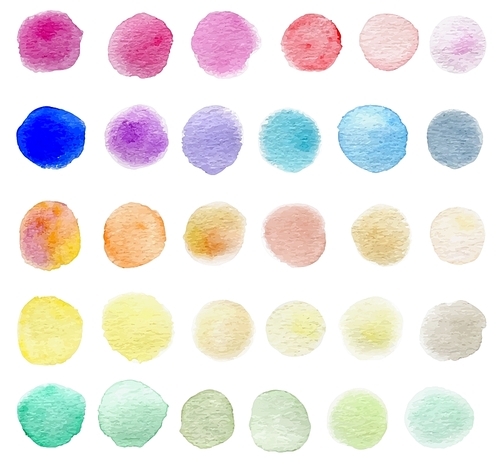 Set of abstract round vector watercolor blots for design