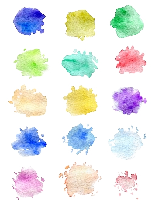 Set of abstract vector watercolor blots for design