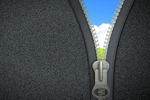 Conceptual image with opening zipper and blue sky