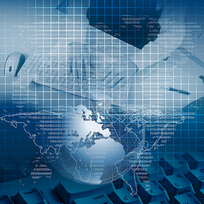 Colour collage with financial and business charts and graphs