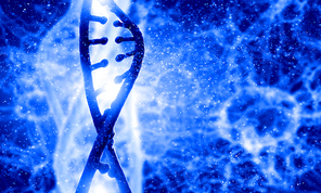 Digital blue image of DNA molecule and technology concepts