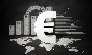 Financial background image with map graphs and euro sign