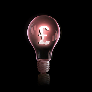 Light bulb with euro symbol on dark background