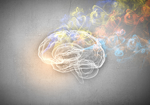 Conceptual image of human brain in smoke