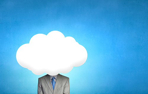 Young businessman with cloud instead of head