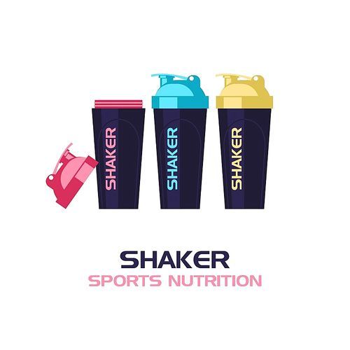 Shaker. Sports nutrition. Vector illustration isolated on white .