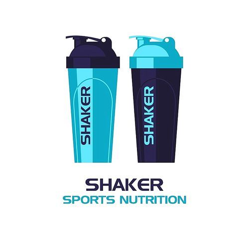 Shakers. Sports nutrition. Vector illustration isolated on white .