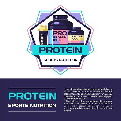 Vector logo, emblem. Sports nutrition, protein.