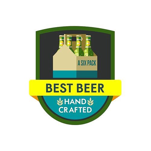 Vector illustration, icon. Packaging of bottled beer. Six pack. Hand crafted.