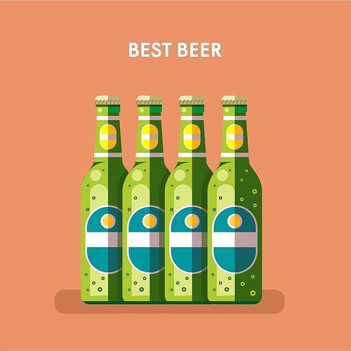 Beer bottles, vector illustration.