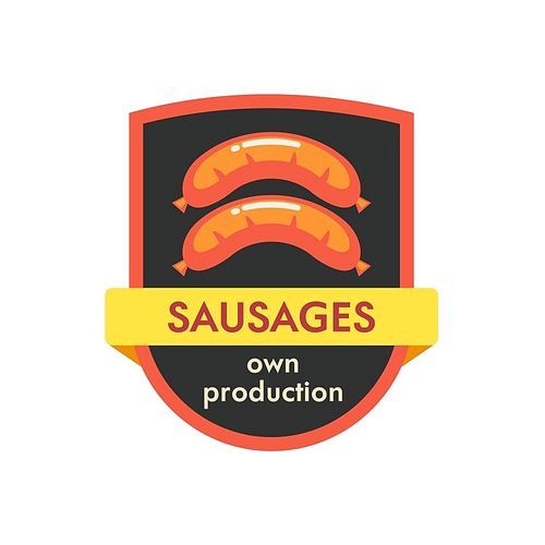 Grilled sausages. Own production. Vector logo.