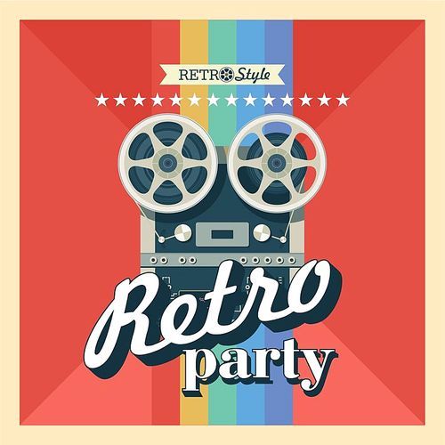Reel to reel tape. Retro party. Vector illustration poster.