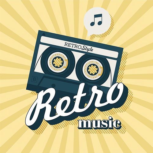 Cassette tape. Retro music. Poster for a retro party.Vector vintage icon logo.