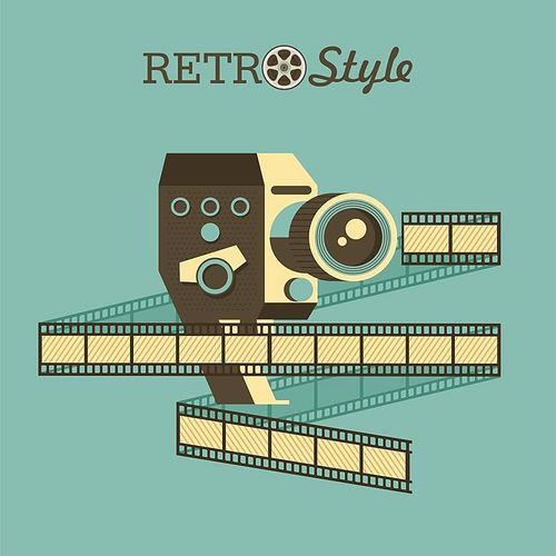 Retro camera. Vector emblem. Logo. Vintage camera and film.
