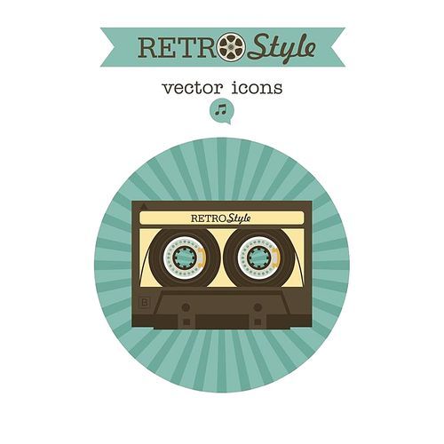 Cassette tape. Vector vintage icon logo.