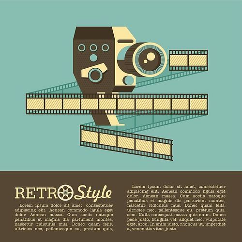 Vintage cameras and film. Vector arms. Logo. Illustration with place for text.
