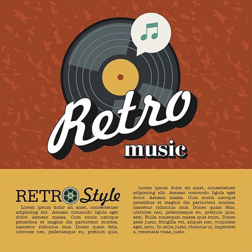 Retro music. Vector poster. The vinyl record. Vector emblem. Logo in retro style.
