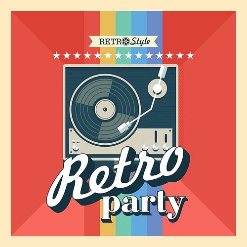 Retro party. Poster. Player for vinyl records. Vector illustration.