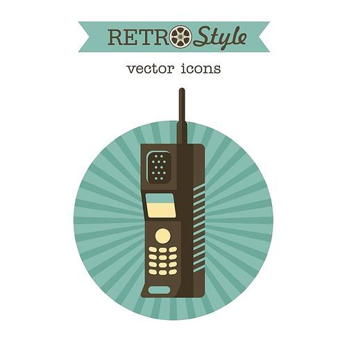 The radiotelephone. An outdated model. Handset. Vector icon. Isolated on a white .