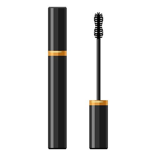 mascara for make up. illustration of object on white  in flat design style.