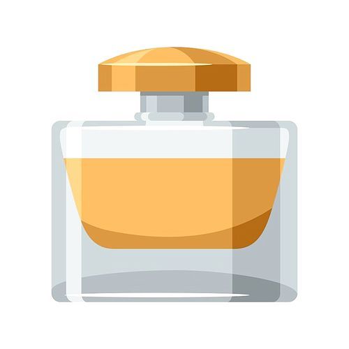 Perfume bottle. Illustration of object on white background in flat design style.