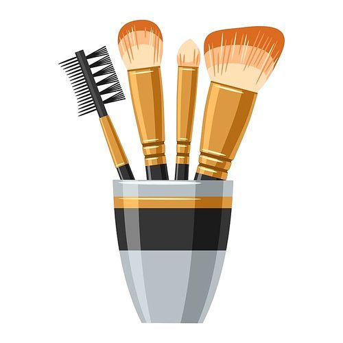 Set of brushes for make up. Illustration of object on white background in flat design style.