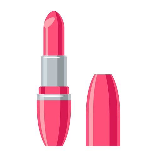 Lipstick for make up. Illustration of object on white background in flat design style.