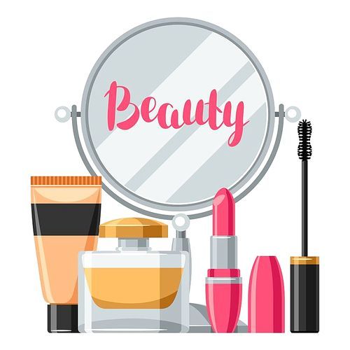 Cosmetics for skincare and makeup. Background for catalog or advertising.