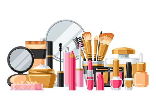 Cosmetics for skincare and makeup. Banner for catalog or advertising.