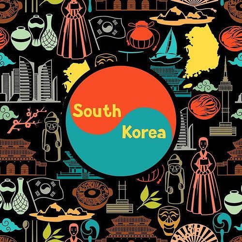 Korea background design. Korean traditional symbols and objects.