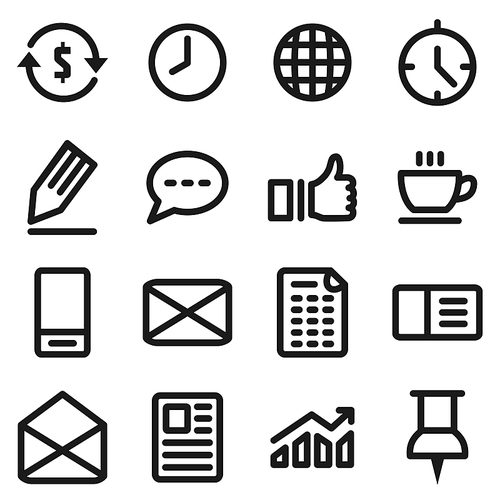 Set of icons office. A vector illustration