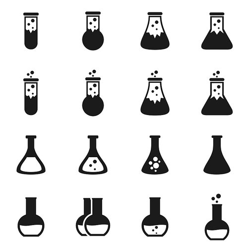 Set of icons on the theme of the flask. Vector illustration