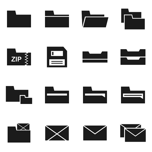 Set of icons on a theme folder. Vector illustration